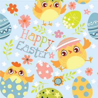 复活节装饰元素手绘插画兔子彩蛋鲜花场景(32)