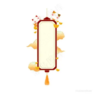 国潮风猫咪招财边框