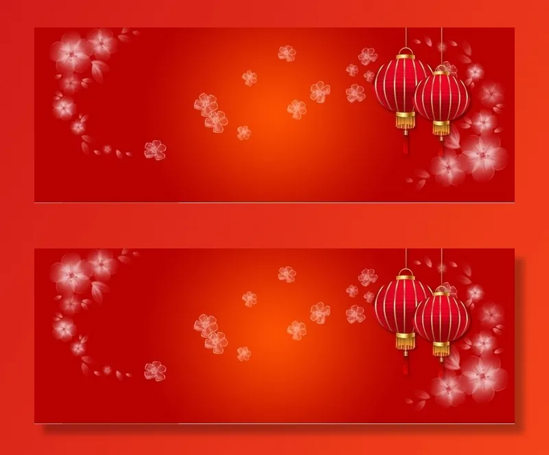 桃花祝贺新年背景psd模版下载