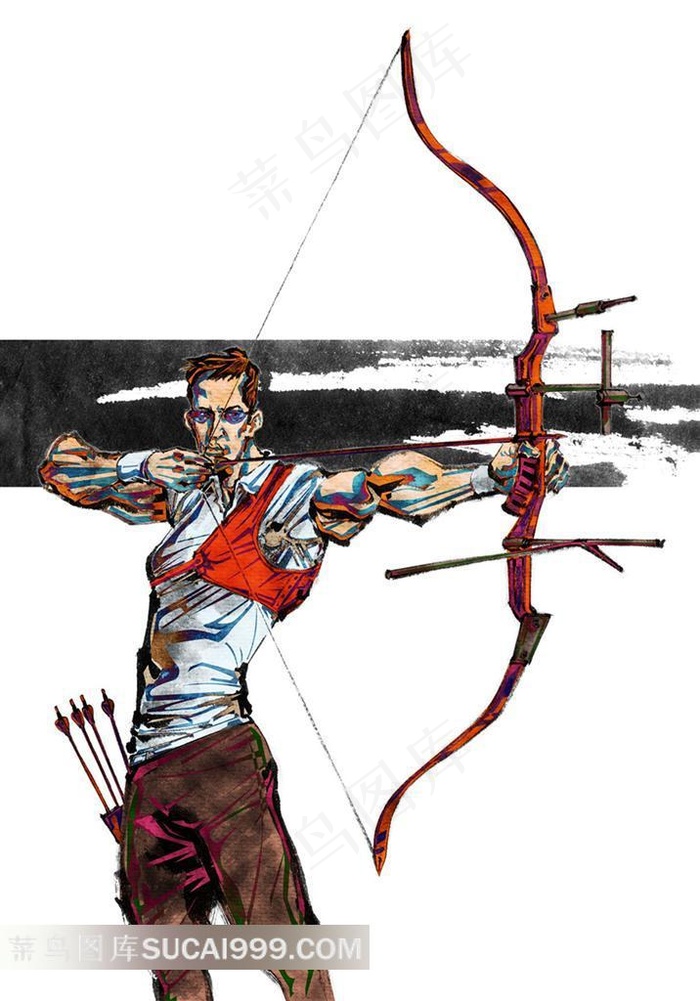 射箭运动员插画素材