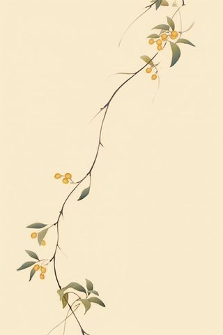 桂花枝叶清新黄色国风背景