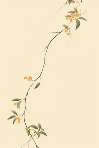 桂花枝叶清新黄色国风背景