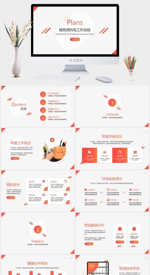 橙色简约工作总结ppt预览图
