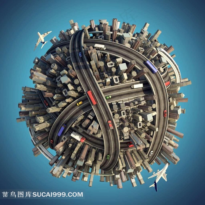 3D创意地球城市交通