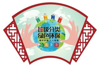 矢量扇面垃圾分类导视牌
