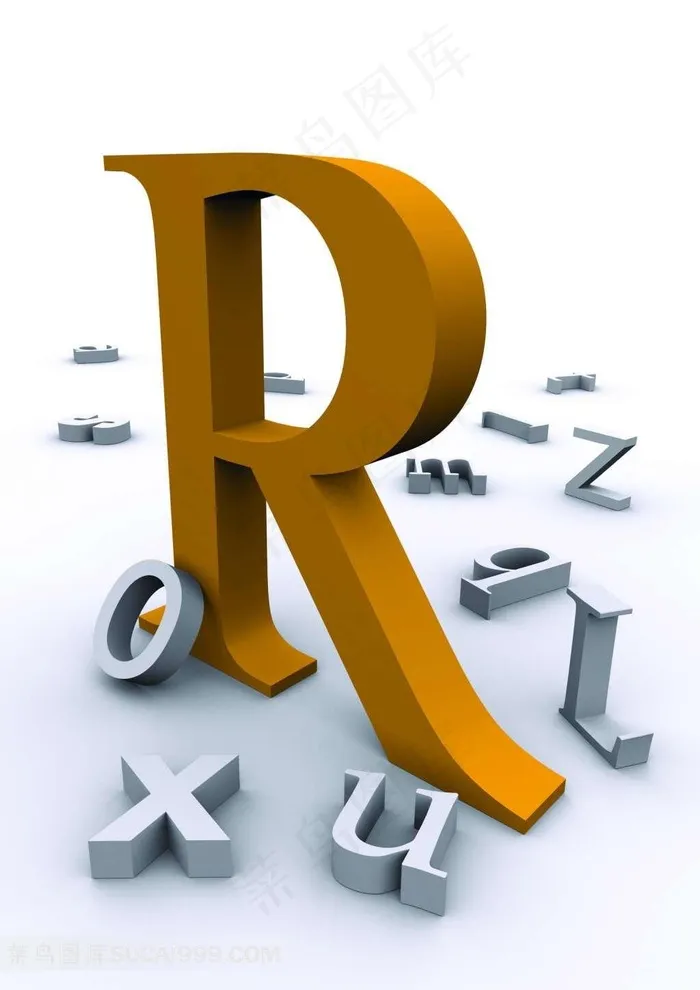 3D立体字母R背景素材