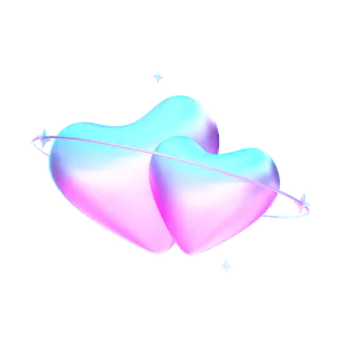 3D立体蓝粉色酸性质感心型主题模型元素