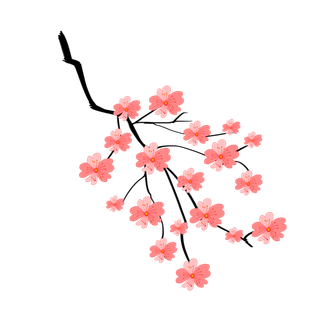 春天浪漫粉红色樱花手绘樱花梅花桃花花朵图片PNG免扣素材