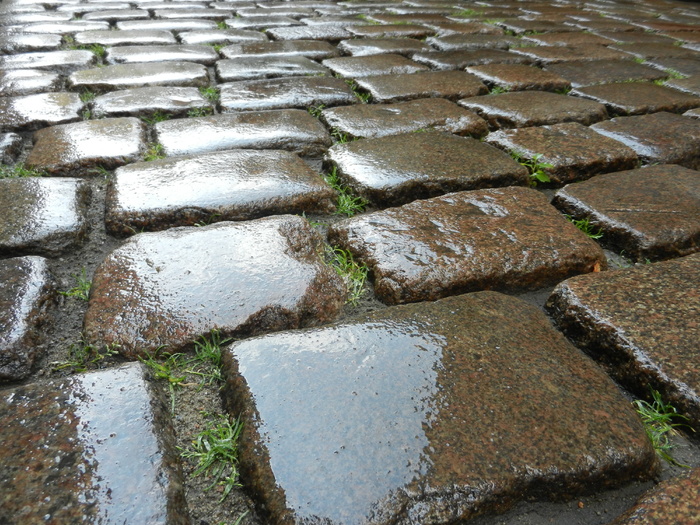 雨后石板路图片