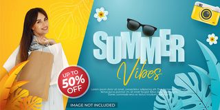 夏日海边销售蓝色背景