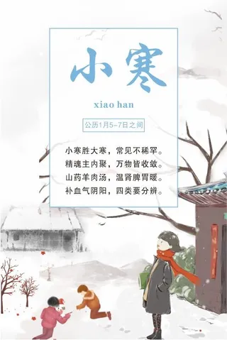 中国传统文化 二十四节气 小寒  冬天海报