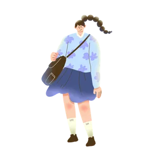 开学季扁平人物彩色元素组合