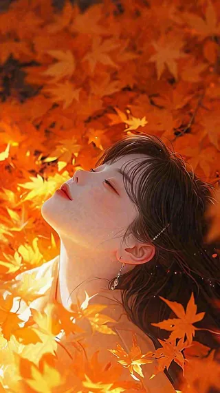 秋天秋季落叶美人，阳光落日秋叶，立秋秋分