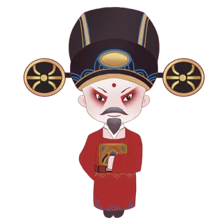 卡通京剧戏剧人物脸谱插画PNG图片 国潮中国风Q版戏剧人物PS素材