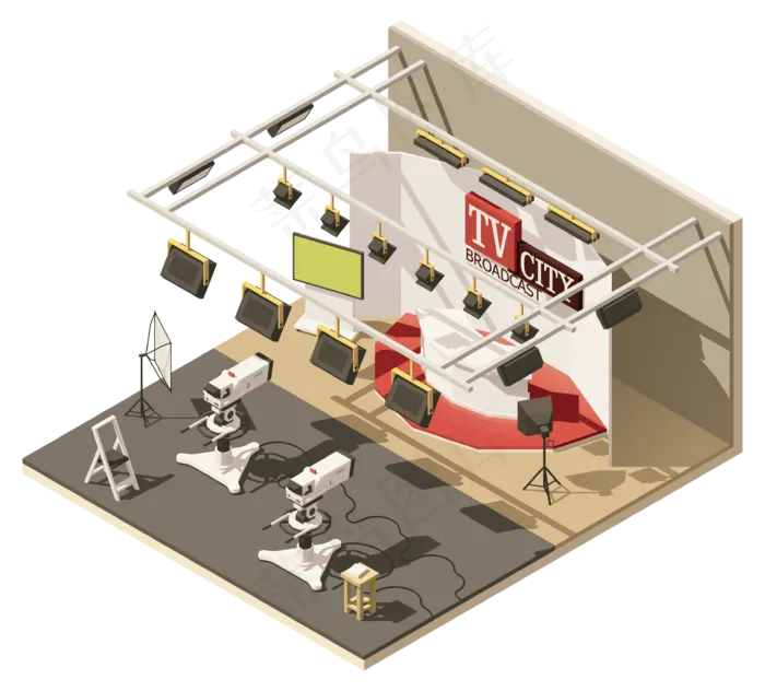 现代城市建筑背景_矢量演艺舞台效果