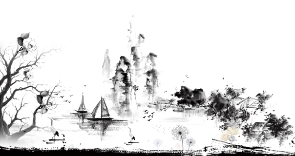 山水画素材中国风水墨画素材元素中国画