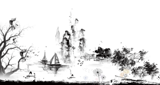 山水画素材中国风水墨画素材元素中国画