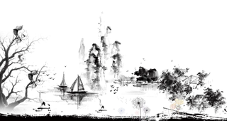 山水画素材中国风水墨画素材元素中国画