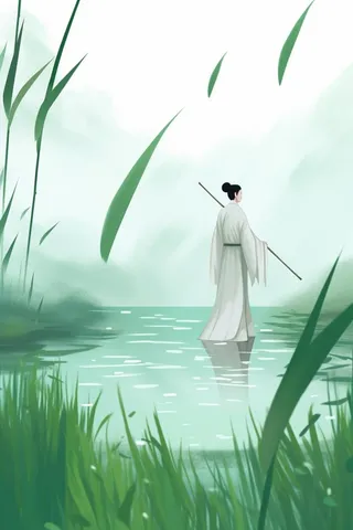 古代诗人山水背景