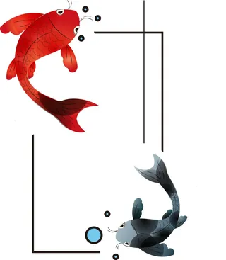 中国风手绘锦鲤边框矢量图 