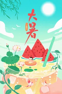 传统节气大暑海报 传统节气大暑海报