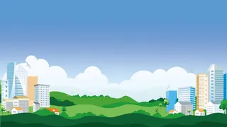 绿色城市建筑矢量背景板展板