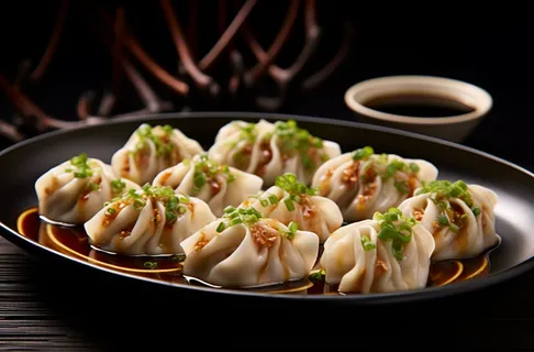 饺子美食蘸料摄影图