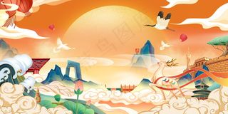 手绘国庆插画画面