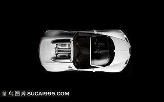 白色布加迪威龙汽车俯视图