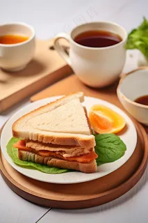 三明治早餐咖啡摄影图