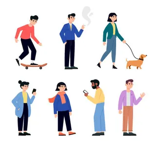 冬天服饰服装冬装穿冬装保暖冬季卡通人物男女装Ai矢量图片素材