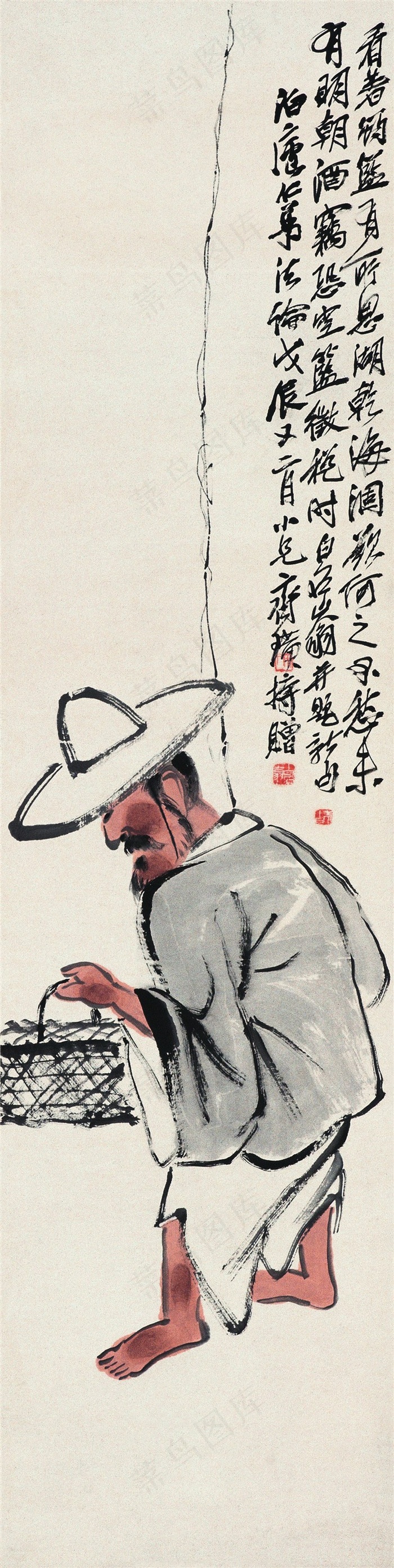 齐白石垂钓的老人国画图片