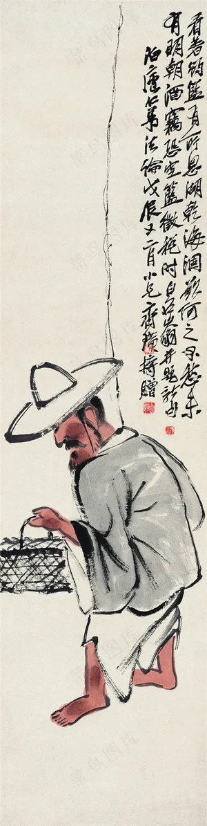 齐白石垂钓的老人国画图片 齐白石垂钓的老人国画图片