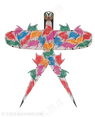 七彩蝙蝠燕子风筝纸鸢民俗节日图片