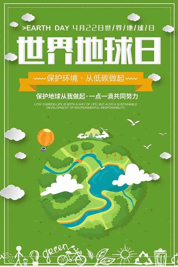 节能减排低碳生活世界地球日环保宣传海报PSD模板psd模版下载