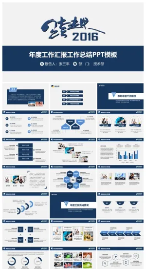 跨越年度工作汇报工作总结PPT模板预览图