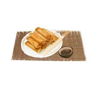 春节美食春卷炸好装盘插图