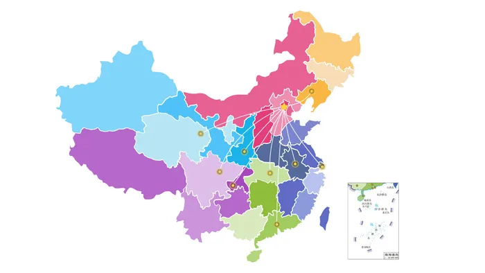 彩色中国地图元素免抠