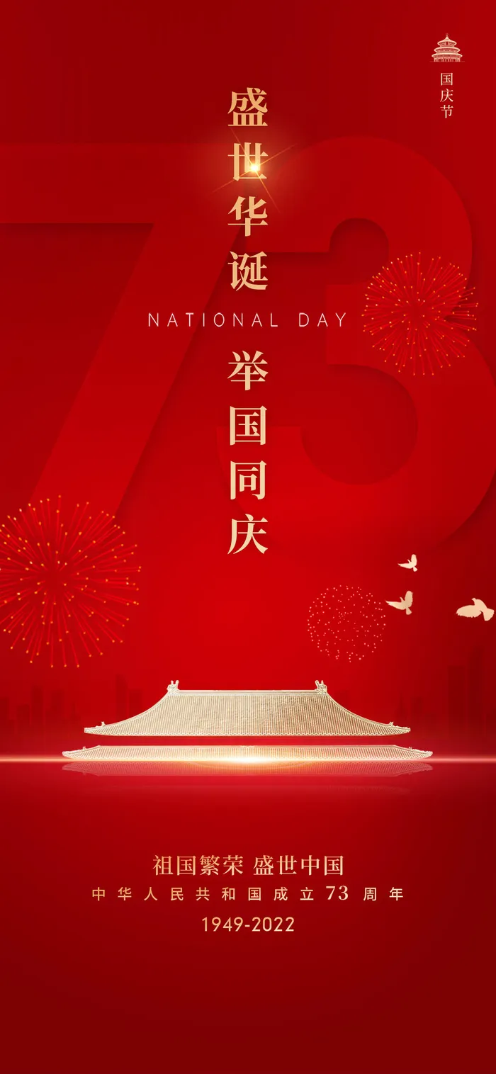 红色简约国庆节手机海报