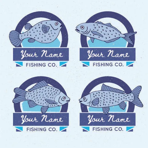 商务海洋鱼类海鲜图标LOGO标识标志标签水产图形AI矢量EPS素材图eps,ai矢量模版下载