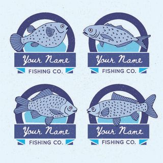 商务海洋鱼类海鲜图标LOGO标识标志标签水产图形AI矢量EPS素材图