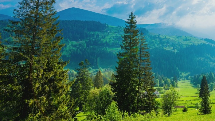 一个山谷的延时平移镜头