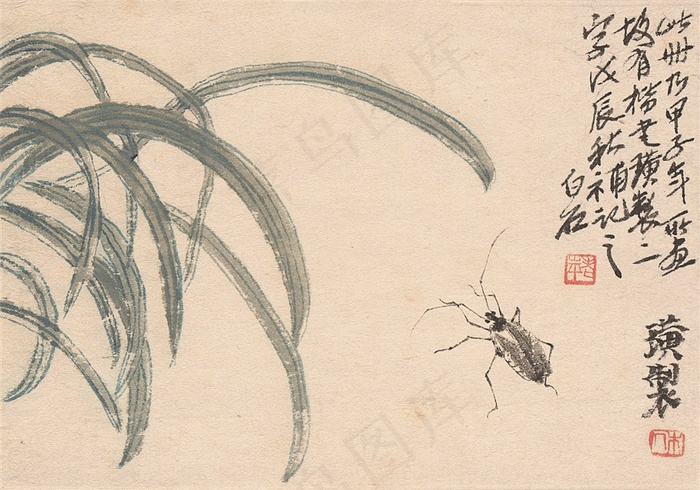 齐白石草和虫子国画图片