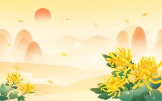 菊花盛开重阳节插画