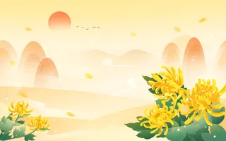 菊花盛开重阳节插画