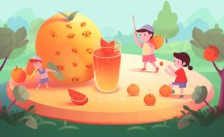 孩子们水果饮料玩耍背景