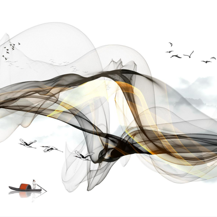 轻奢北欧现代简约大气吉祥鸿运当头山水一帆风顺波浪波纹装饰画