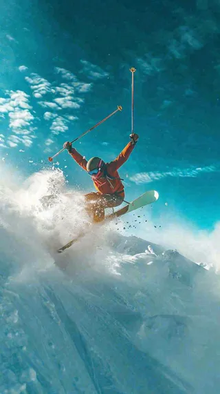 冬季冰雪极限滑雪旅行比赛，体育运动摄影图