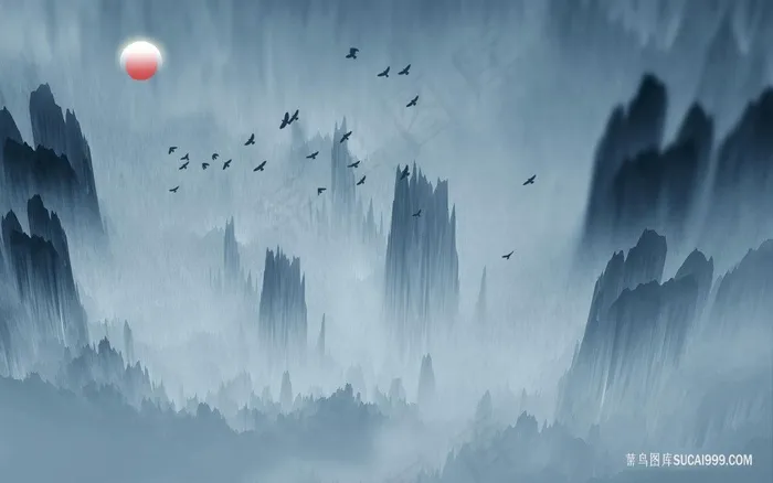 水墨山脉高清风景画