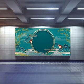 中国风国潮展板背景psd分层模板